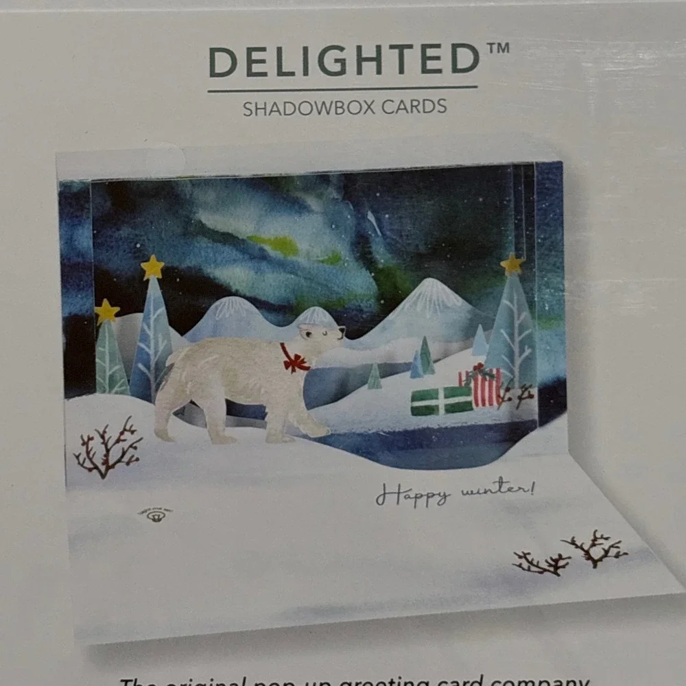 2 Christmas Delighted Shadowbox Cards Up With Paper Light‎ Up Pop Up Greeting